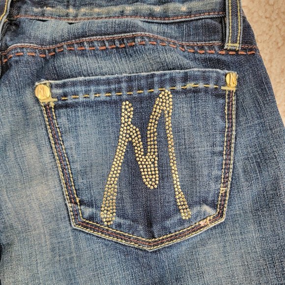 Vintage Marciano Ultra Luxe Boot Cut Dark Wash Low Rise Jeans Gold Hardware USA - Picture 8 of 9